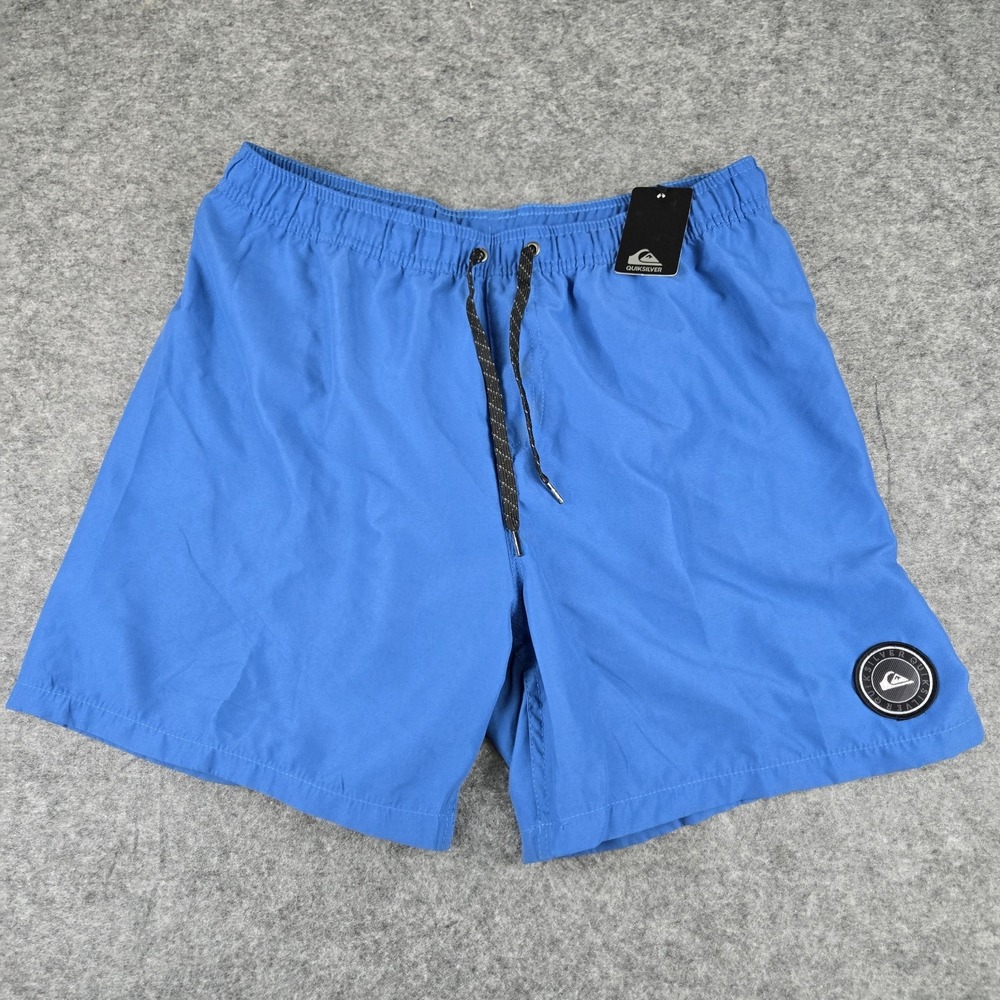 Quicksilver Swim Trunks Mens Volley Shorts Blue Board Shorts Lined Large Surfer